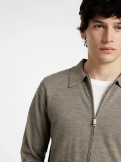 Soren Knit Zip Cardigan, Desert Taupe, S