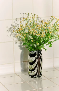 Splash Roll Neck Vase, Coffee/ White