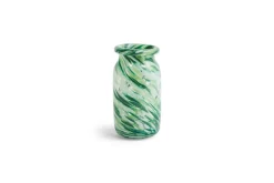Splash Roll Neck Vase, Green Swirl