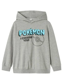 Strek Pokemon Hættetrøje, Grey Melange, 116 cm