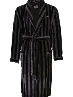 Stribet Morgenkåbe, Black, L