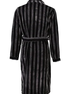 Stribet Morgenkåbe, Black, L