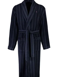 Stribet Morgenkåbe, Navy, XL