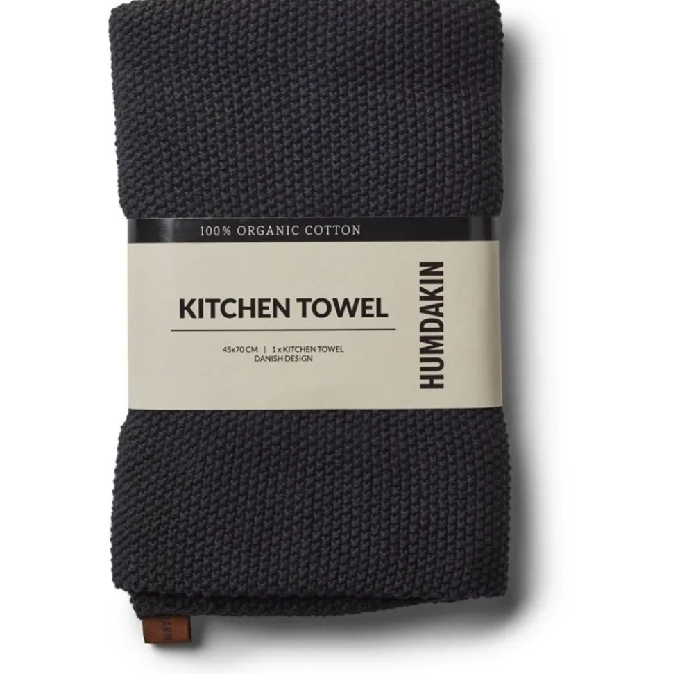 Strikket Køkkenhåndklæde, Coal, 45x70 cm