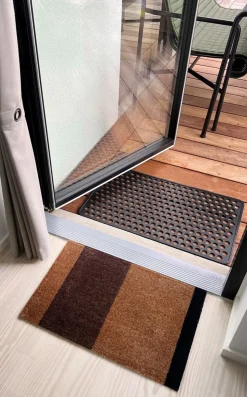 Stripe Horisontal Gulvtæppe, Cognac/Dark Brown/Black, 40x60 cm