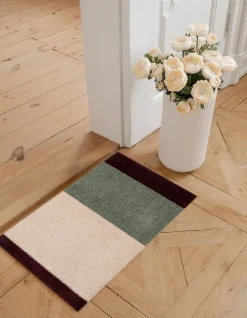 Stripe Horisontal Gulvtæppe, Green/Ivory/Bordeaux, 40x60 cm