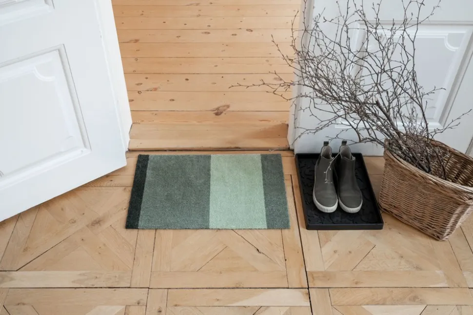 Stripe Horisontal Gulvtæppe, Grøn/Støvet/Mørk Grøn, 40x60 cm