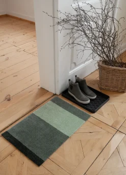 Stripe Horisontal Gulvtæppe, Grøn/Støvet/Mørk Grøn, 40x60 cm