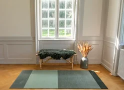 Stripe Horisontal Gulvtæppe, Grøn/Støvet/Mørk Grøn, 90x200 cm