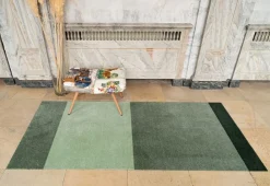 Stripe Horisontal Gulvtæppe, Grøn/Støvet/Mørk Grøn, 90x200 cm