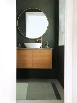 Stripe Horisontal Gulvtæppe, Grøn/Støvet/Mørk Grøn, 67x120 cm