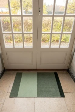 Stripe Horisontal Gulvtæppe, Grøn/Støvet/Mørk Grøn, 60x90 cm