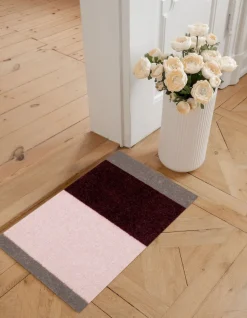 Stripe Horisontal Gulvtæppe, Bordeaux/Rose/Sand, 40x60 cm