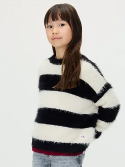 Striped Striktrøje, Whitecap Gray/CK Black, 152 cm