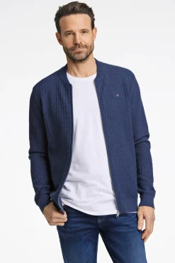 Structured Knit Cardigan, Blue Mel, XXL