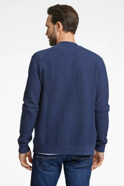 Structured Knit Cardigan, Blue Mel, XXL