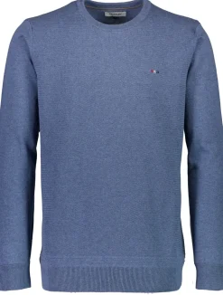 Structured O-Neck Striktrøje, Dk Blue Mel, 3XL