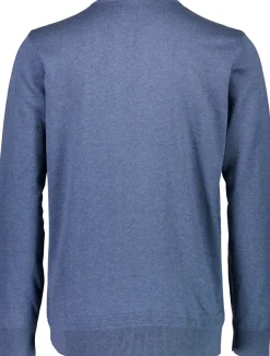 Structured O-Neck Striktrøje, Dk Blue Mel, 3XL