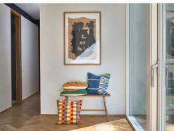 Styles Pude, Blå/ Gul/ Offwhite, 45x45 cm