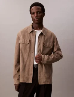 Suede Overshirt, Morel, L
