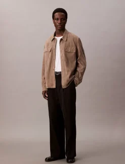 Suede Overshirt, Morel, L