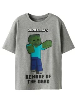 Sumba Minecraft T-shirt, Grey Melange, 146-152 cm