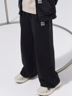 Sven Straight Sweatpants, Black, 152 cm