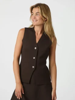 Sway Smooth Knit Vest, Dark Brown, 40