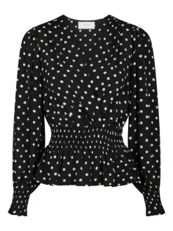Tamona Crepe Dot Bluse, Black, 36