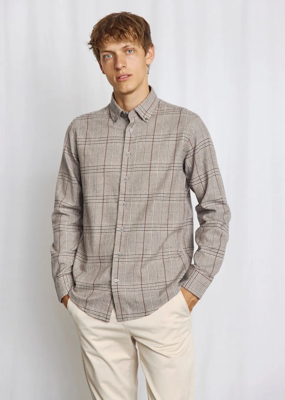 Tazul Casual Modern Fit Skjorte, Brown, L