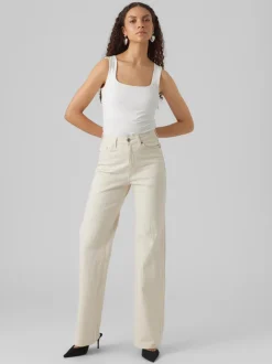 Tessa Højtaljede Jeans, Ecru, W31/L34