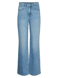Tessa Højtaljede Wide Jeans, Medium Blue Denim, W30/L32