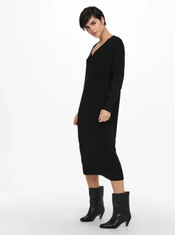 Tessa Midi Strikkjole, Sort, S