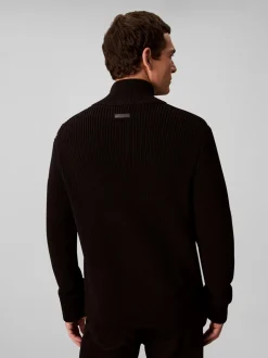 Texture Stitch Cardigan, Black, XL