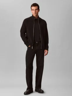 Texture Stitch Cardigan, Black, XL