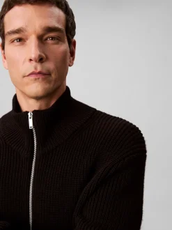 Texture Stitch Cardigan, Black, XL