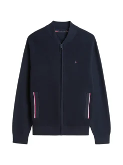 Textured Zip Through Bomber Cardigan, Desert Sky, L