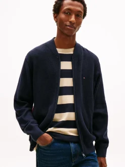 Textured Zip Through Bomber Cardigan, Desert Sky, L