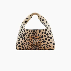 The Cheetah Leather Mini Sack Taske, Black Multi