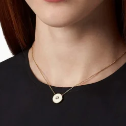 The Medallion Pendant Halskæde, Guld/Cream, 41+2,5 cm