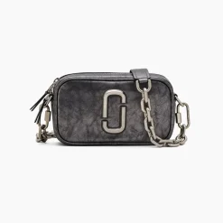 The Metallic Distressed Big Shot Crossbody, Dark Grey