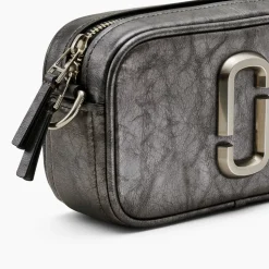 The Metallic Distressed Big Shot Crossbody, Dark Grey
