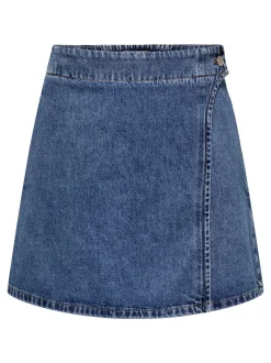 Thea Wrap Denim Nederdel, Medium Blue Denim, L