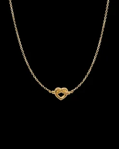 Tied Heart Halskæde, Gold Plated, 38,8-42,8 cm