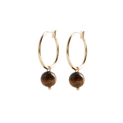 Tigereye Creoler, Gold Plated