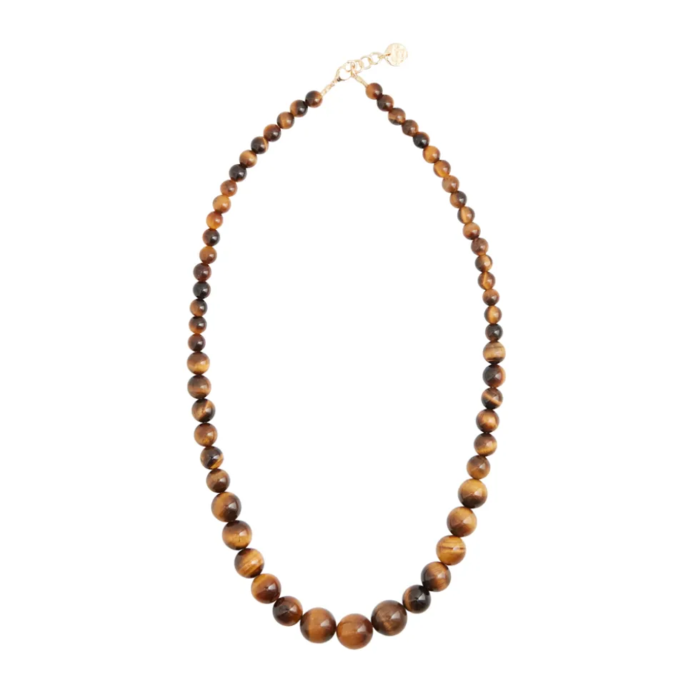 Tigereye Halskæde, Gold Plated