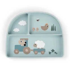 Tiny Farm Stick & Stay Inddelt Tallerken, Blue