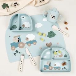 Tiny Farm Stick & Stay Inddelt Skål, Blue