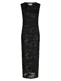 Tiranna Big Flower Mesh Kjole, Black, 36