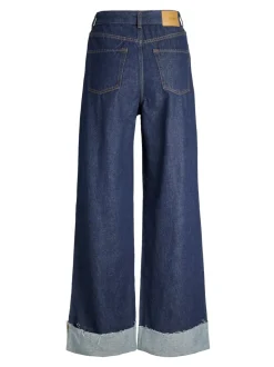 Tokyo Wide Fold Jeans, Dark Blue Denim, W26/L30